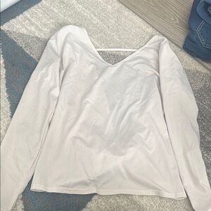 White, twist open back zyia shirt